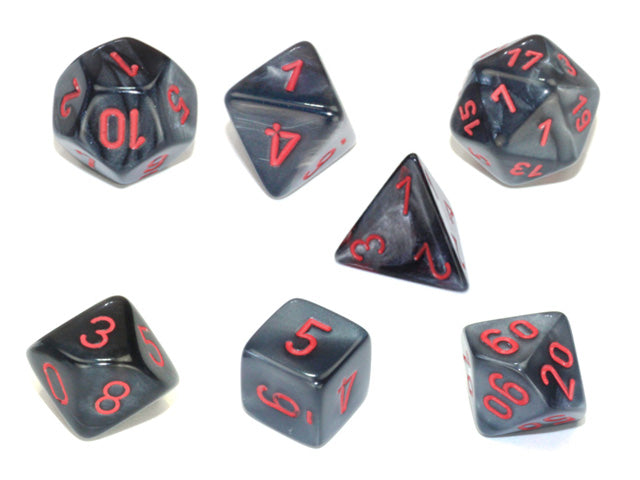 Chessex - 7-Dice Set - Velvet - Black /Red (Polyhedral)
