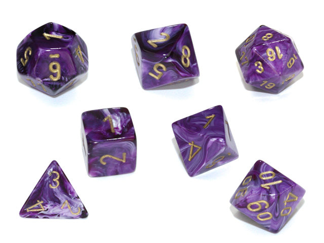 Chessex - 7-Dice Set - Vortex - Purple/Gold (Polyhedral)
