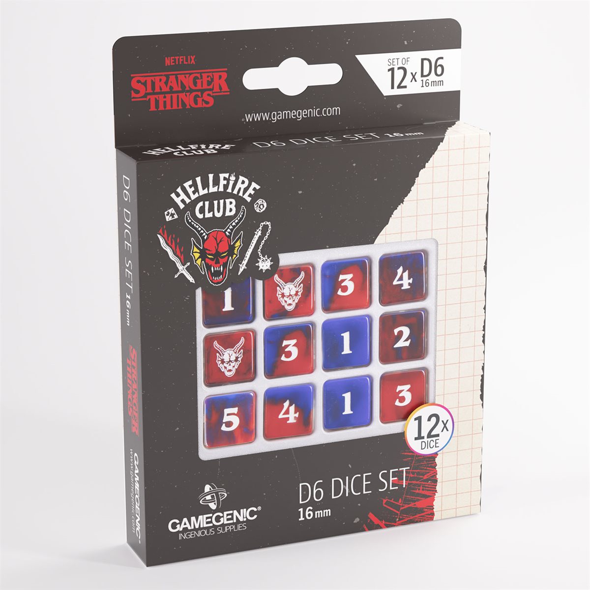 Gamegenic: Stranger Things 16mm d6 Set: Hellfire Club (12ct)
