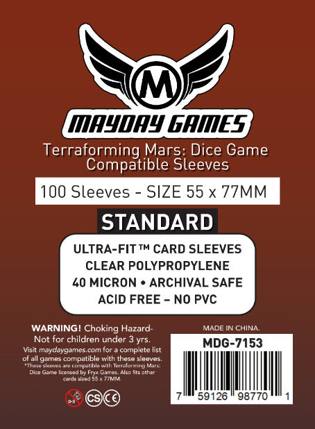 Mayday - Terraforming Mars: Dice Game Compatible Sleeves (55 x 77 MM) (Standard 7153)