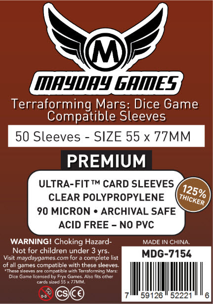 Mayday - Terraforming Mars: Dice Game Compatible Sleeves (55 x 77 MM) (Premium 7154)