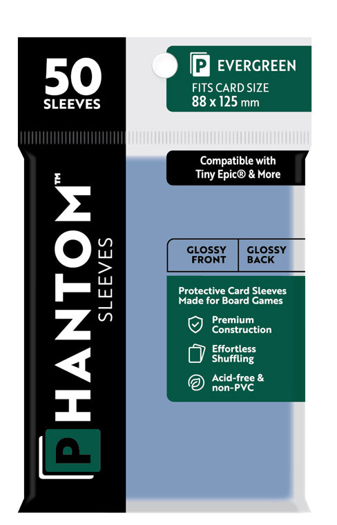 Phantom Card Sleeves - Evergreen - Compatible with "Tiny Epic" Size (88mm x 125mm) - Gloss (50ct)
