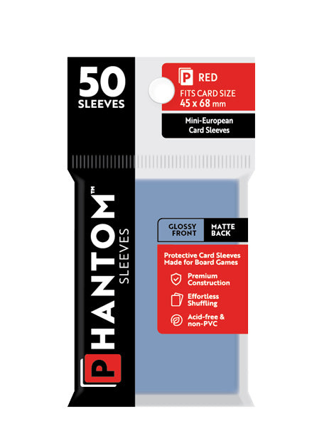 Phantom Card Sleeves - Red Mini-European Size (45mm x 68mm) - Gloss/Matte (50ct)