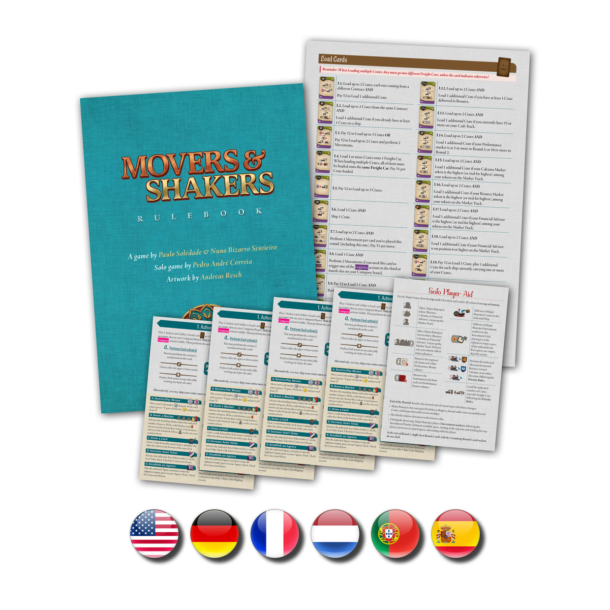 Movers & Shakers Language Pack – Rulebook & Player Aids *PRE-ORDER*