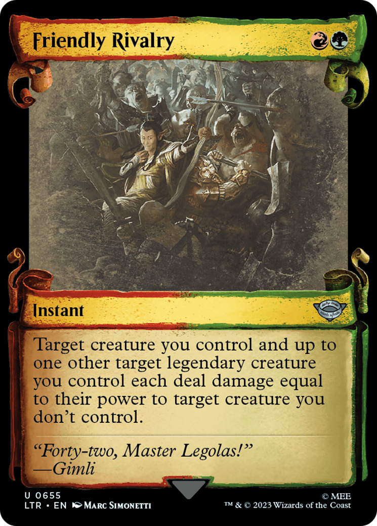 Friendly Rivalry (LTR-655) - The Lord of the Rings: Tales of Middle-earth: (Showcase) Scroll Foil [Uncommon]
