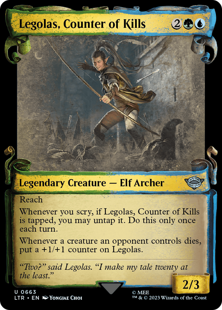 Legolas, Counter of Kills (LTR-663) - The Lord of the Rings: Tales of Middle-earth: (Showcase) Scroll Foil [Uncommon]