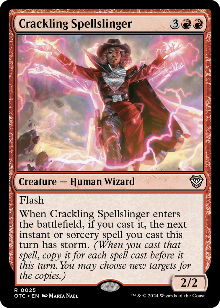 Crackling Spellslinger (OTC-025) - Outlaws of Thunder Junction Commander Foil [Rare]