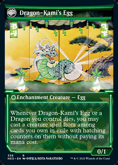 The Dragon-Kami Reborn // Dragon-Kami's Egg (NEO-358) - Kamigawa: Neon Dynasty: (Showcase, fandfc) [Rare]