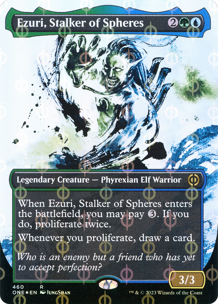 Ezuri, Stalker of Spheres (ONE-460) - Phyrexia: All Will Be One: (Showcase) (Borderless) Foil [Rare]