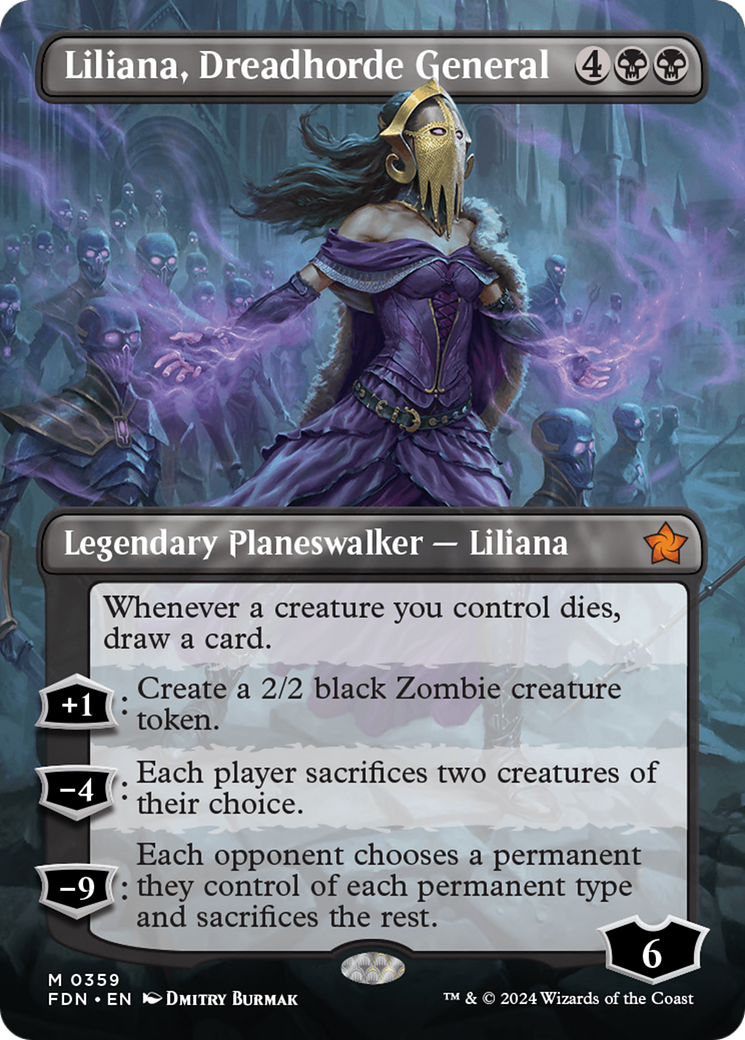 Liliana, Dreadhorde General (FDN-359) - Foundations (Borderless) [Mythic]