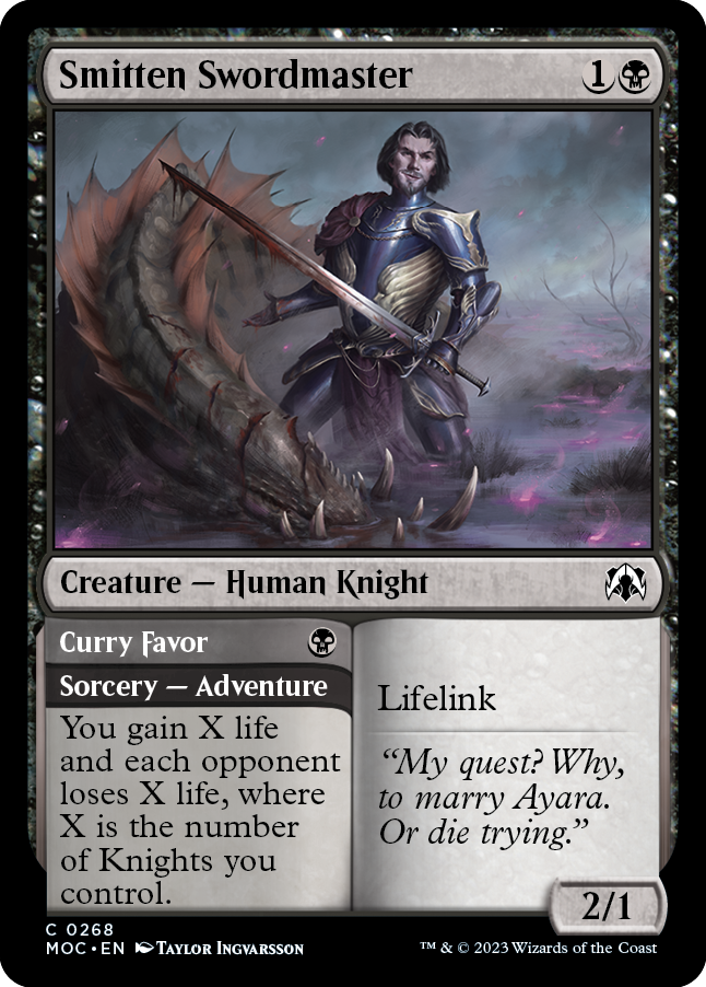 Smitten Swordmaster // Curry Favor (MOC-268) - March of the Machine Commander [Common]