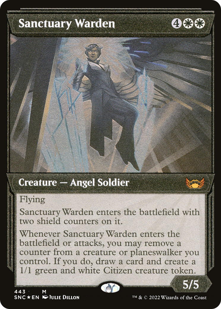 Sanctuary Warden (SNC-443) - Streets of New Capenna: (Showcase) Etched Foil [Mythic]