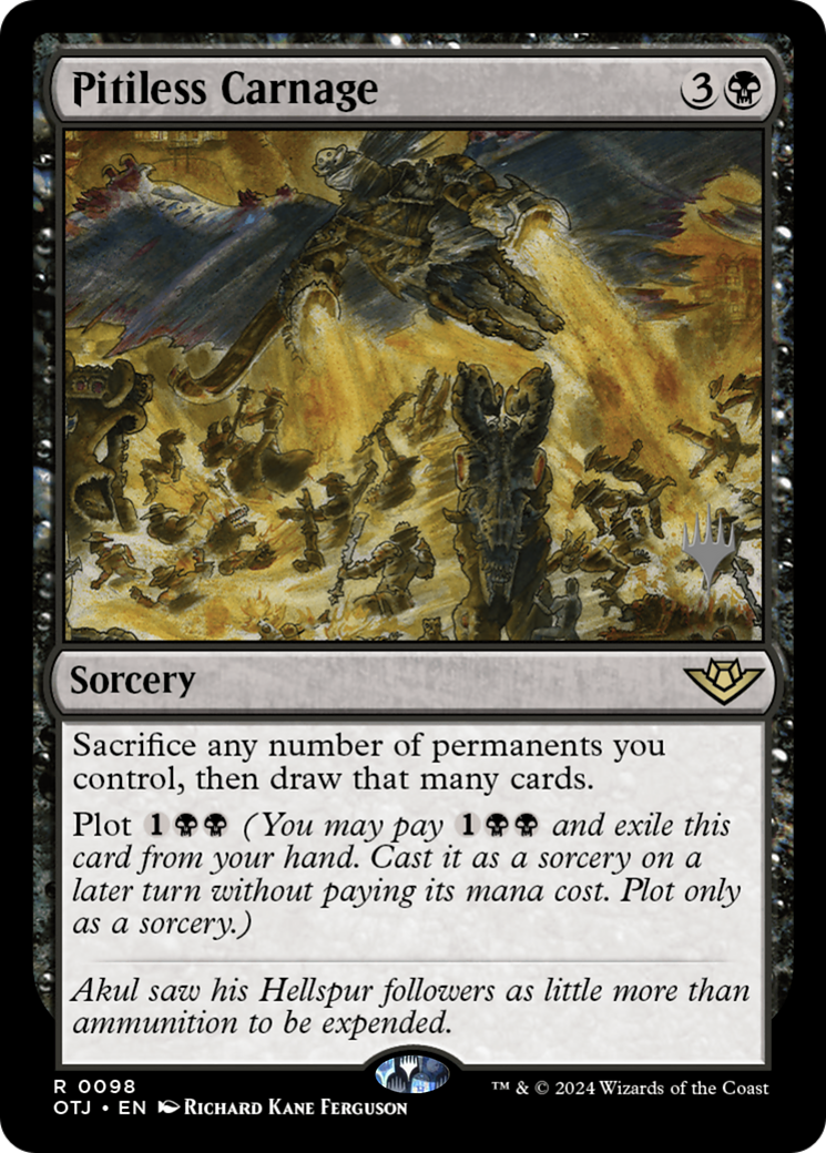 Pitiless Carnage (POTJ-98P) - Outlaws of Thunder Junction Promos Foil [Rare]