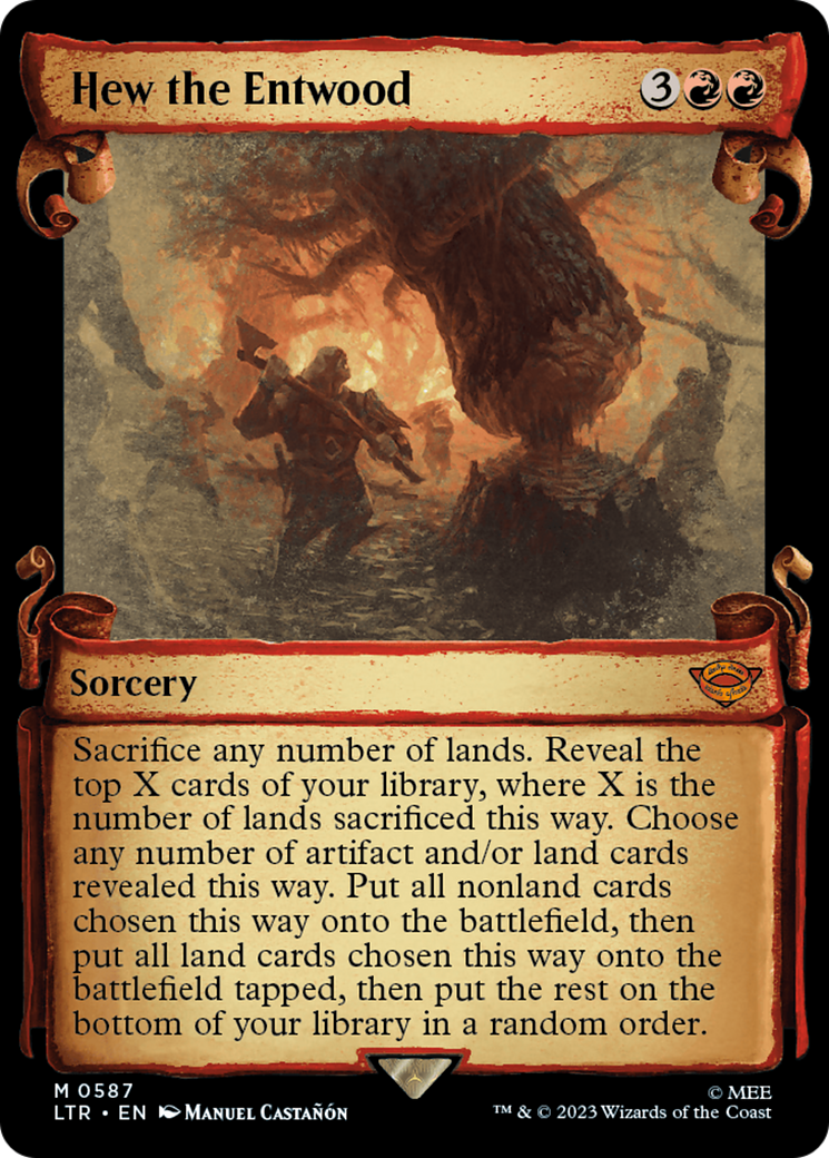 Hew the Entwood (LTR-587) - The Lord of the Rings: Tales of Middle-earth: (Showcase) Scroll Foil [Mythic]