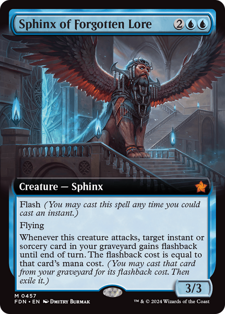 Sphinx of Forgotten Lore (FDN-457) - Foundations: (Extended Art) Foil [Mythic]