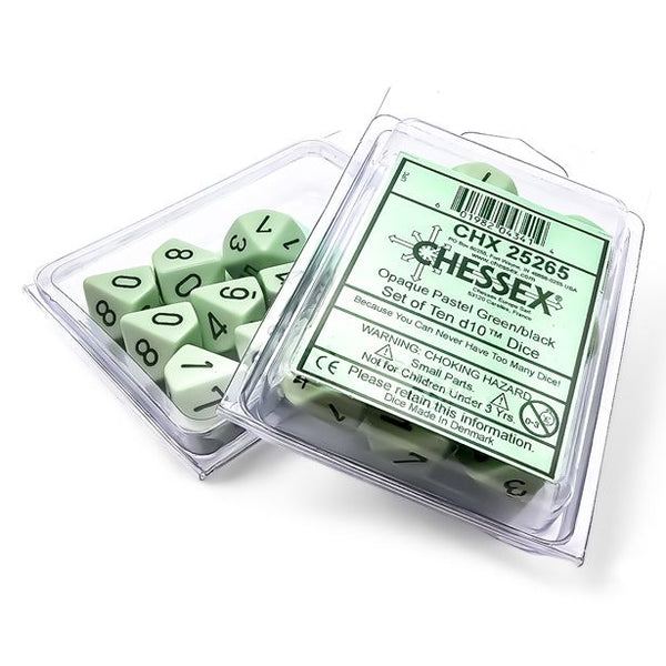 Chessex - 10D10 - Opaque - Pastel Green/Black