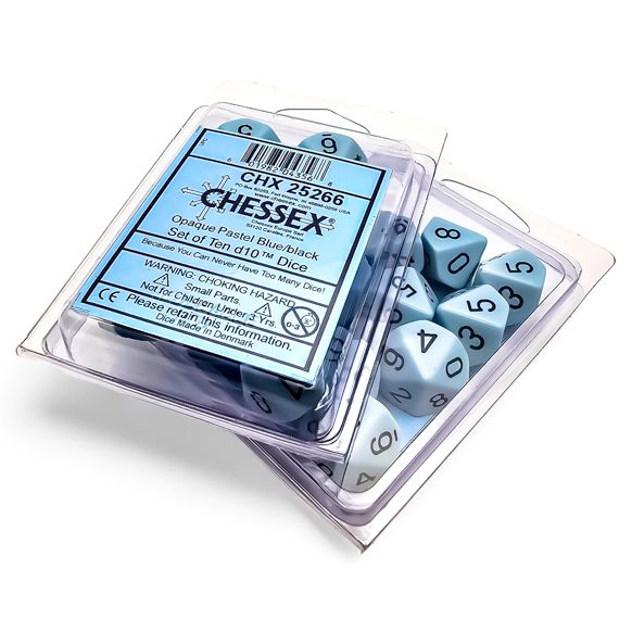 Chessex - 10D10 - Opaque - Pastel Blue/Black