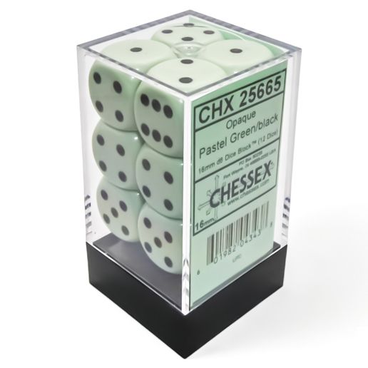 Chessex - Opaque 12D6 - Pastel Green/Black