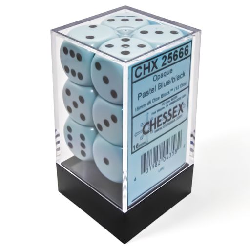 Chessex - Opaque 12D6 - Pastel Blue/Black