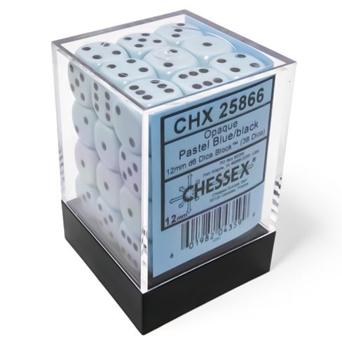 Chessex - Opaque 36pc 12mm - Pastel Blue/Black
