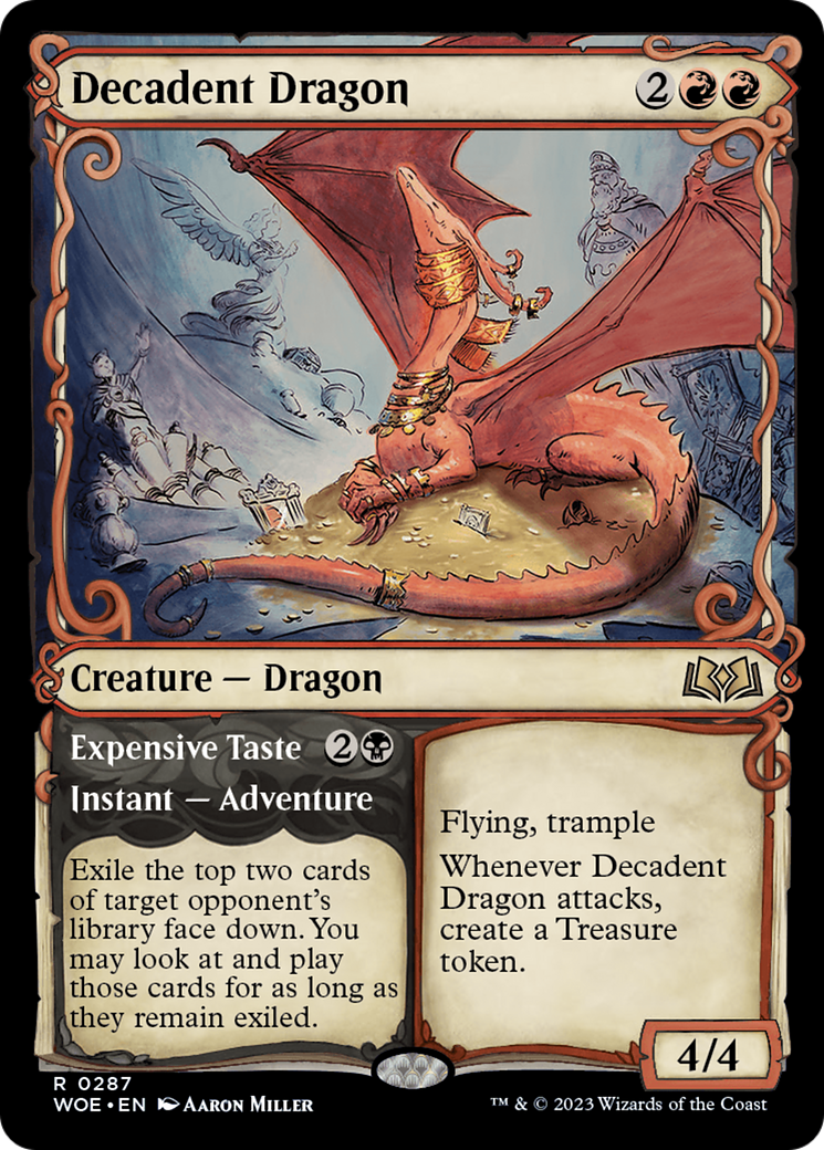 Decadent Dragon // Expensive Taste (WOE-287) - Wilds of Eldraine: (Showcase) [Rare]
