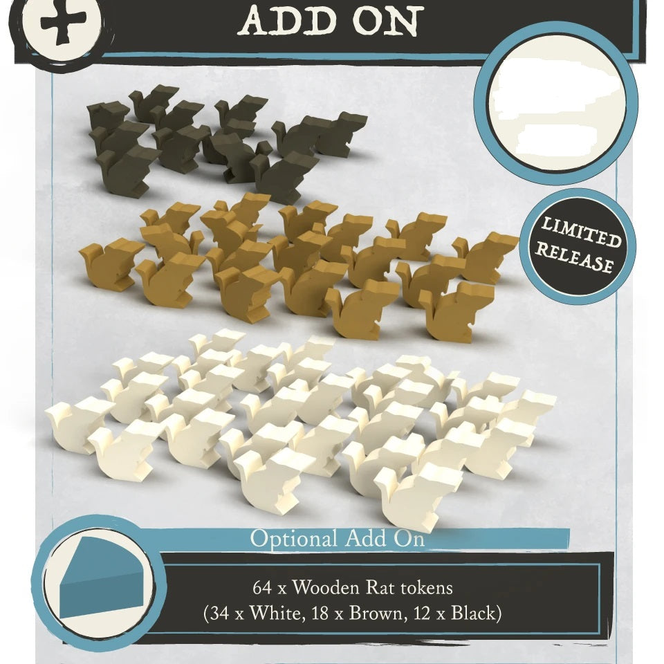The Ratcatcher, Solo Adventure: Ratples - Wooden Tokens (64Pieces)