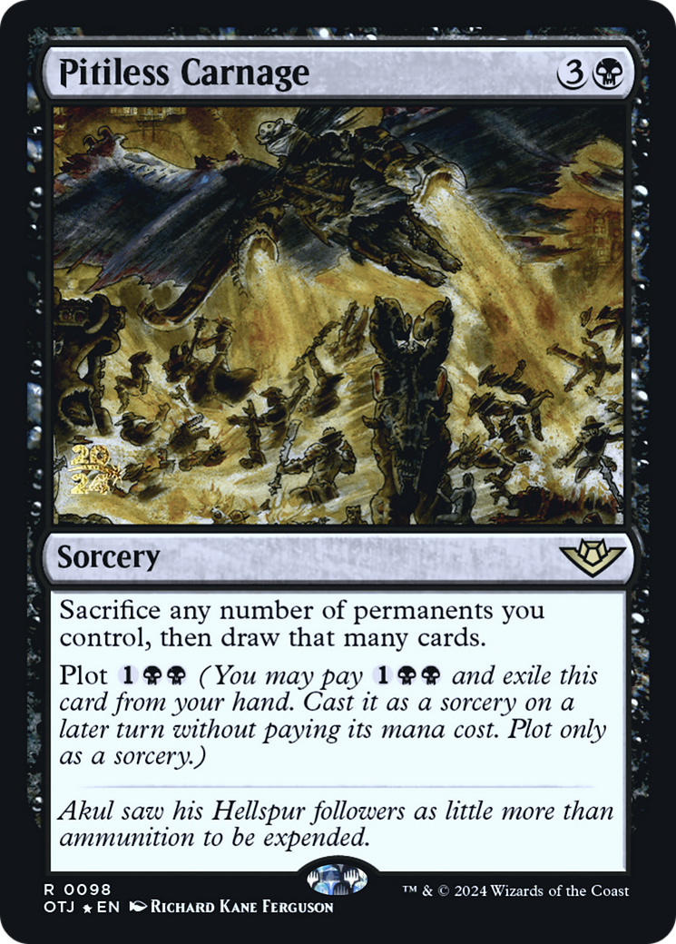 Pitiless Carnage (POTJ-98S) - Outlaws of Thunder Junction Promos Foil [Rare]