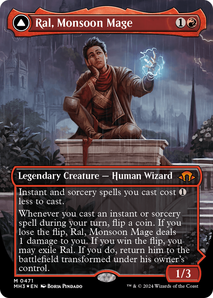Ral, Monsoon Mage // Ral, Leyline Prodigy (MH3-471) - Modern Horizons 3 (Borderless) Textured Foil [Mythic]