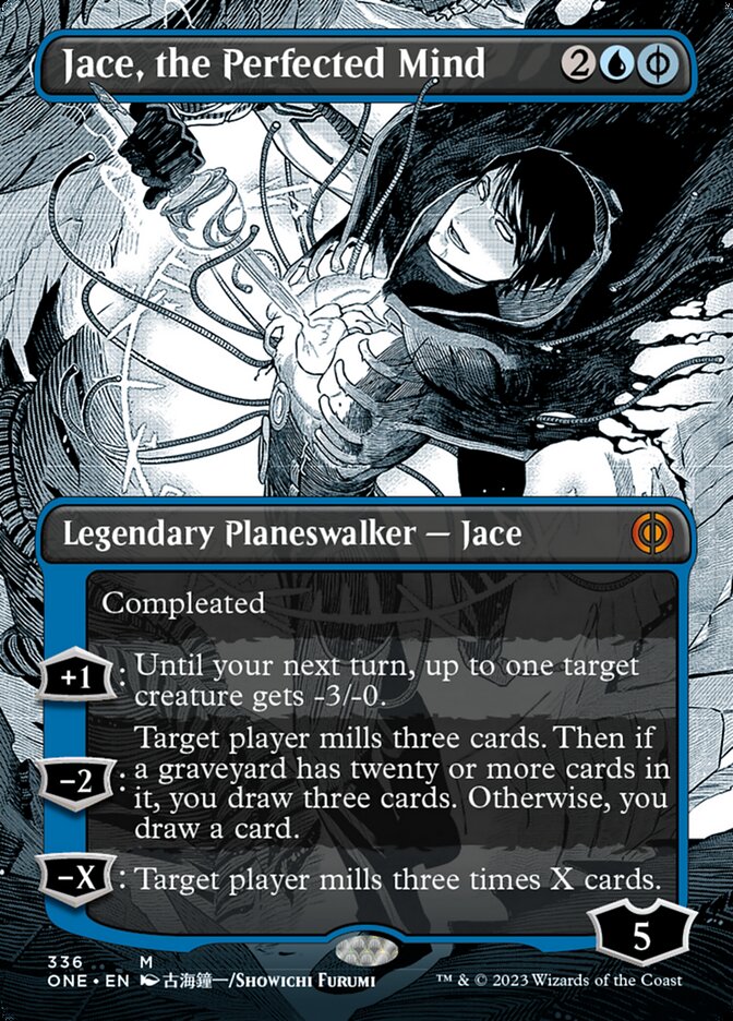 Jace, the Perfected Mind (ONE-336) - Phyrexia: All Will Be One: (Showcase) (Borderless) [Mythic]