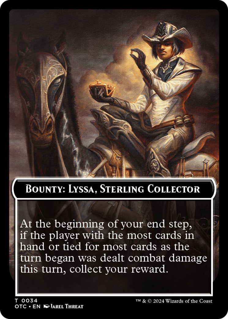 Bounty: Lyssa, Sterling Collector // Wanted! (TOTC-034) - Outlaws of Thunder Junction Commander Tokens [Common]