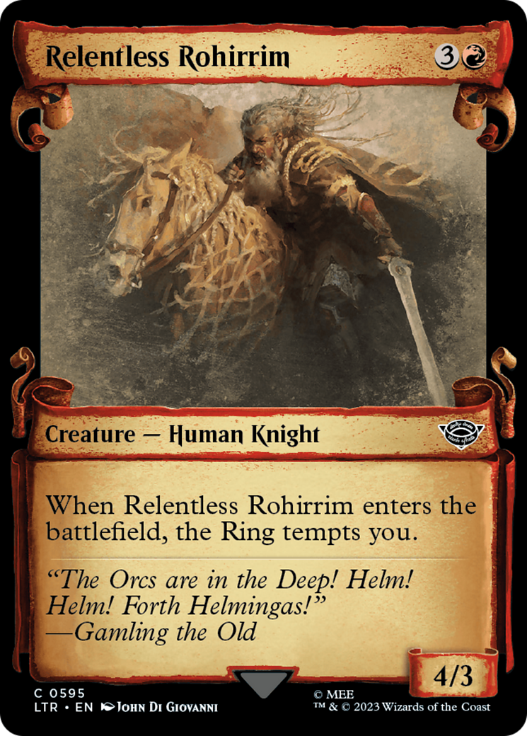 Relentless Rohirrim (LTR-595) - The Lord of the Rings: Tales of Middle-earth: (Showcase) Scroll Foil [Common]