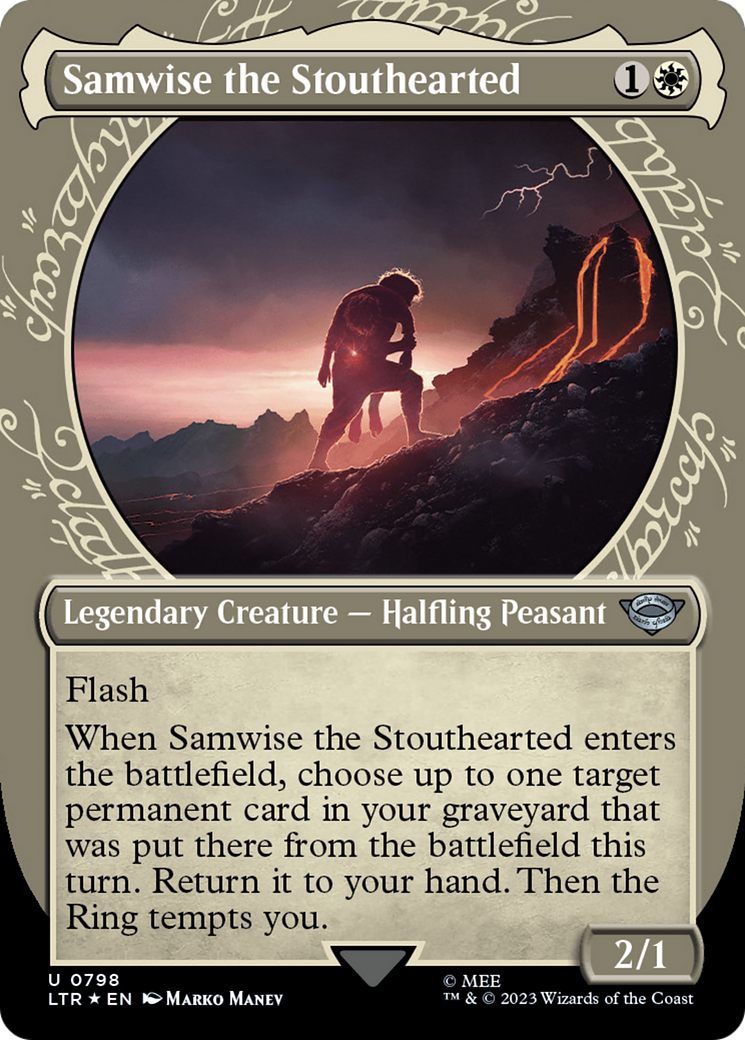 Samwise the Stouthearted (LTR-798) - The Lord of the Rings: Tales of Middle-earth: (Showcase) (Borderless) Surge Foil [Uncommon]