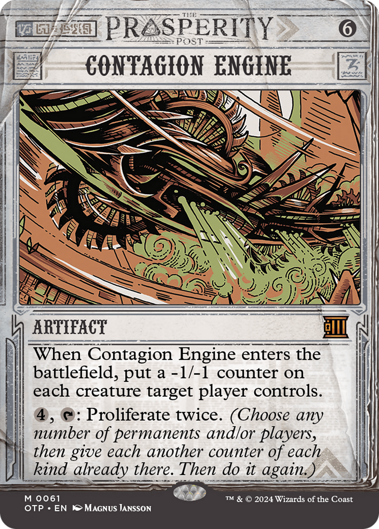 Contagion Engine (OTP-061) - Breaking News: (Showcase) (Borderless) Foil [Mythic]