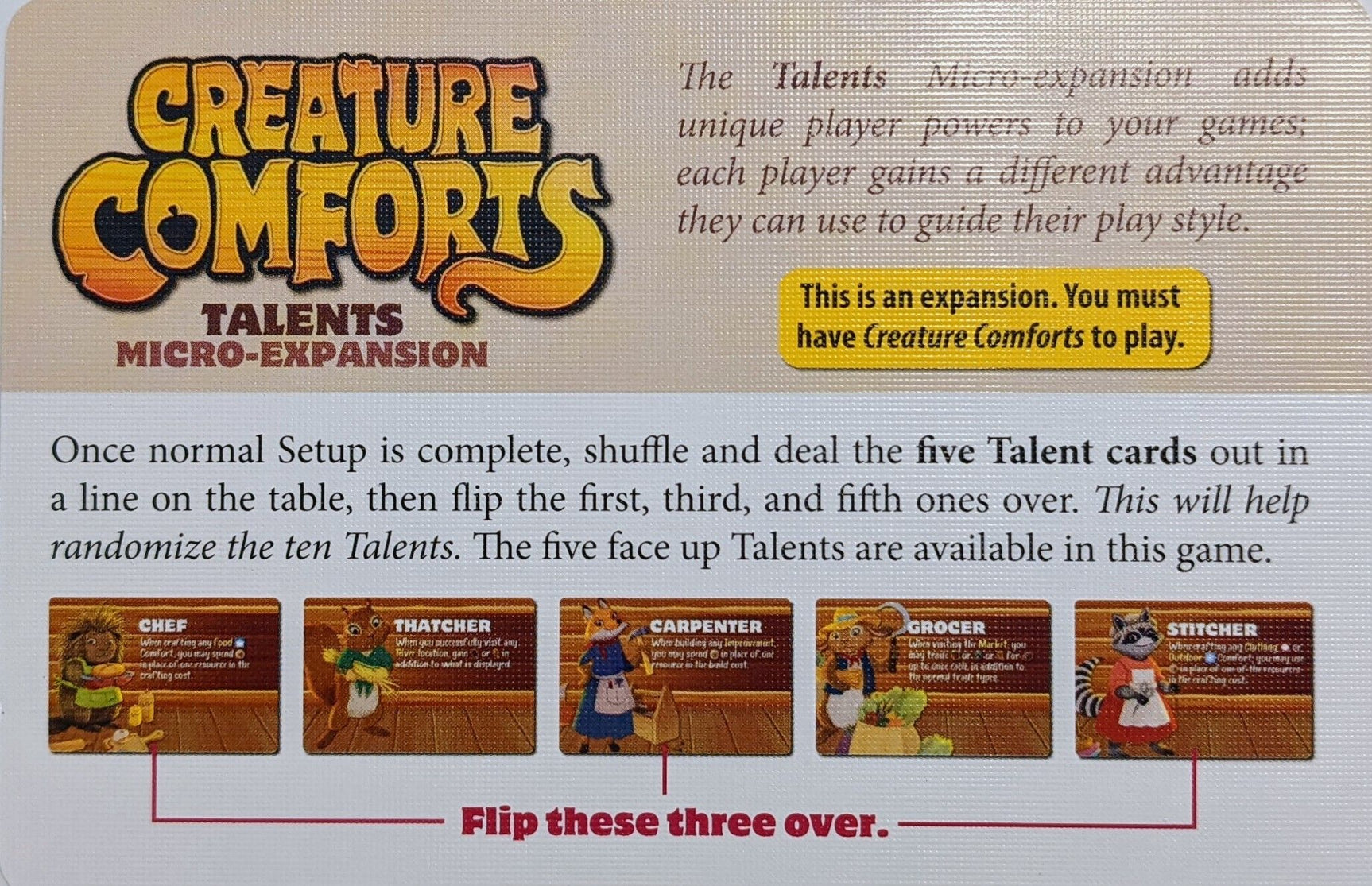 Creature Comforts: Talents Micro-Expansion *PRE-ORDER*