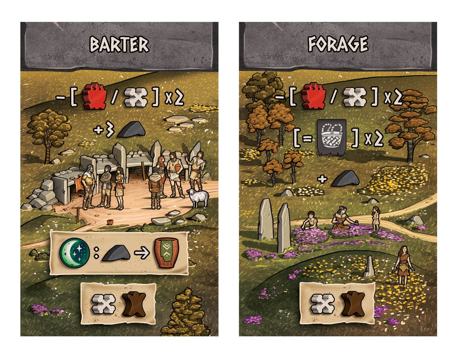 Skara Brae: KS Promo Action Tiles – Barter & Forage