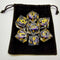Liquid Core Dragon Eye Dice Kit - Translucent with Purple and White Dragon Eye in Black Suedecloth Pouch