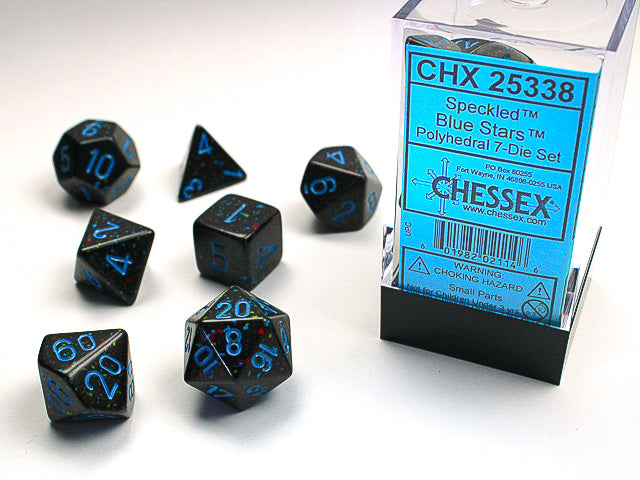 Chessex - 7 Piece - Speckled - Blue Stars
