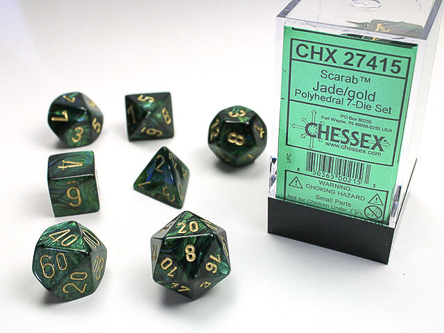 Chessex - 7-Dice Set - Scarab - Jade/Gold (Polyhedral)