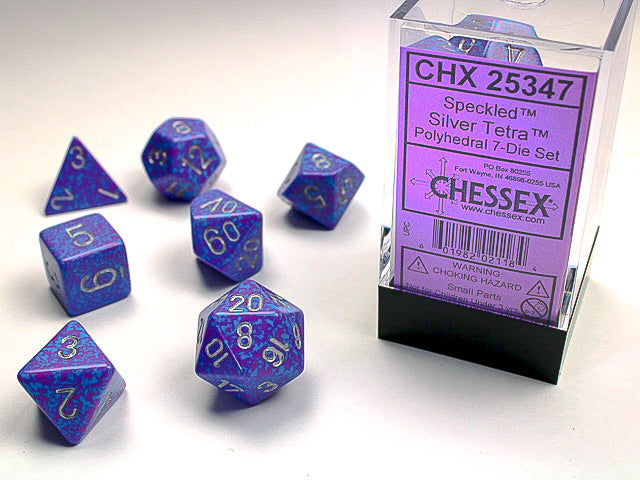 Chessex - 7 Piece - Speckled - Silver Tetra