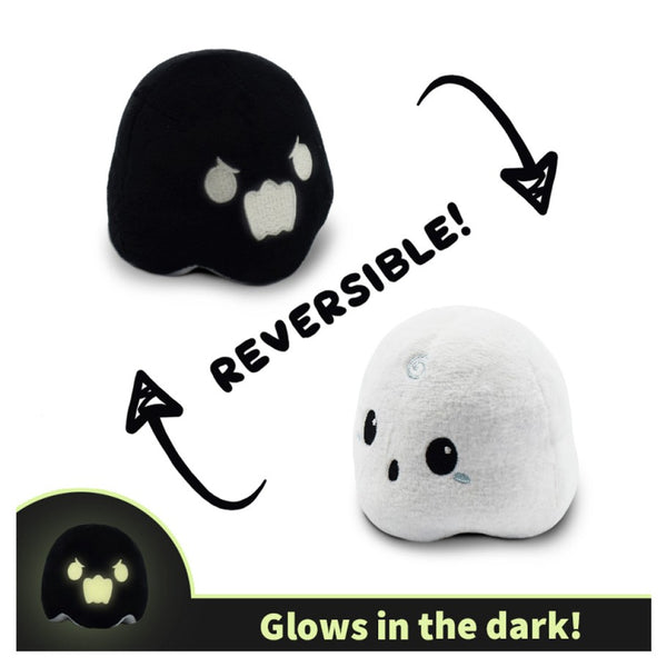 Reversible Ghost Plushie Glow in the Dark (Happy Green+Angry Black)