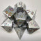 Plum Blossom Dice Kit - Brushed Silver with Rainbow Flowers in a Metal Box