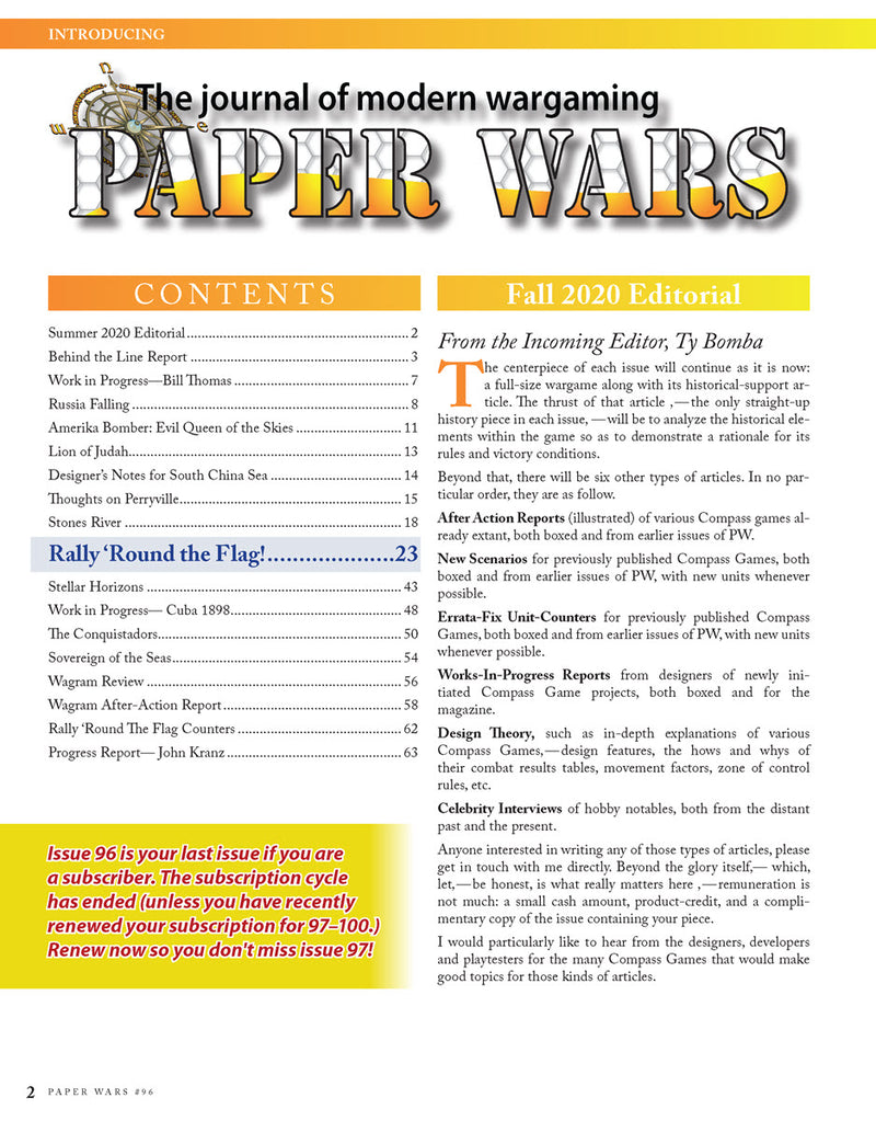 Paper Wars - Issue 96: Magazine & Game (Rally ‘Round the Flag)
