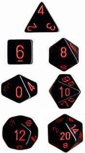 Chessex - 7-Dice Set - Opaque - Black/Red