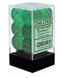 Chessex - Borealis: 12D6 Light Green / Gold