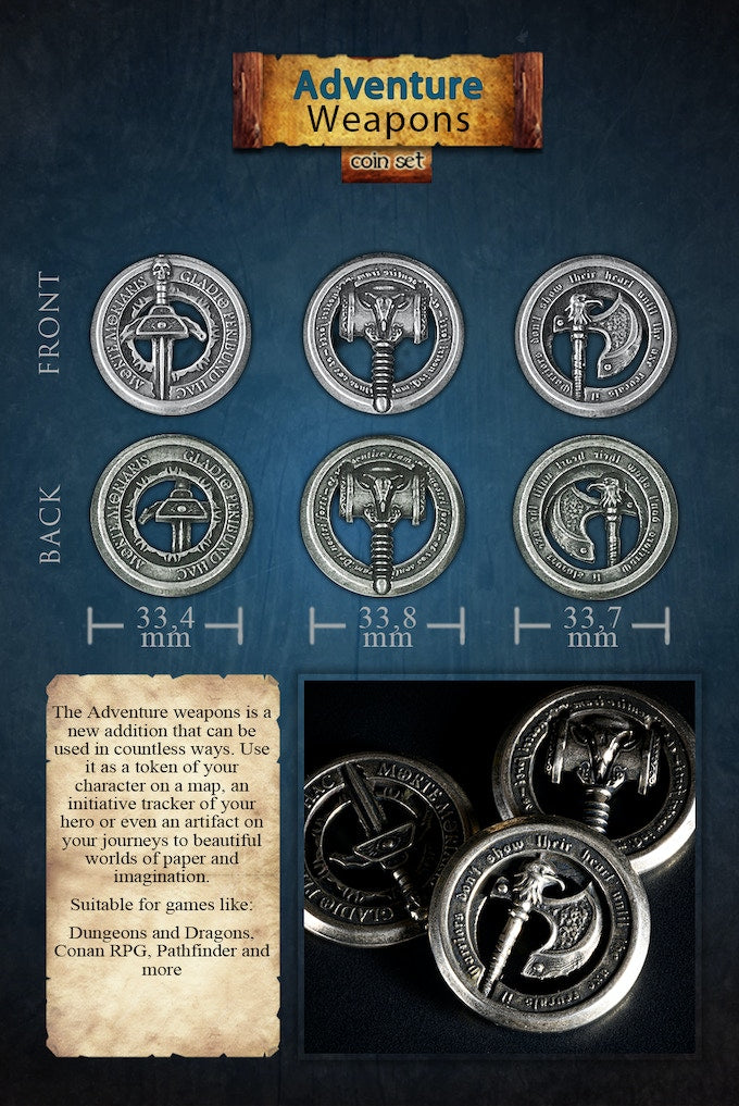 Legendary Metal Coins: Season 6 - Adventure Weapons Tokens (12 pcs)