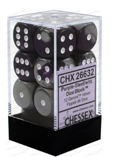 Chessex - Gemini: 12D6 Purple-Steel / White