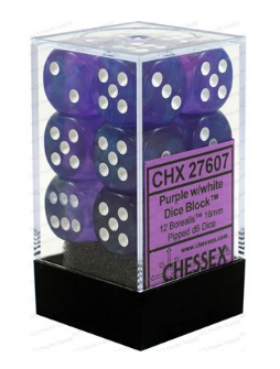Chessex - Borealis: 12D6 Purple / White
