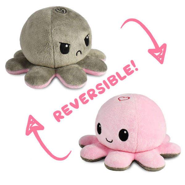 Reversible Octopus Mini Happy Pink / Angry Grey