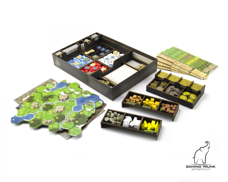 Gaming Trunk - Caledonia Organizer for Clans of Caledonia board game (Black) (For First Edition of the game)