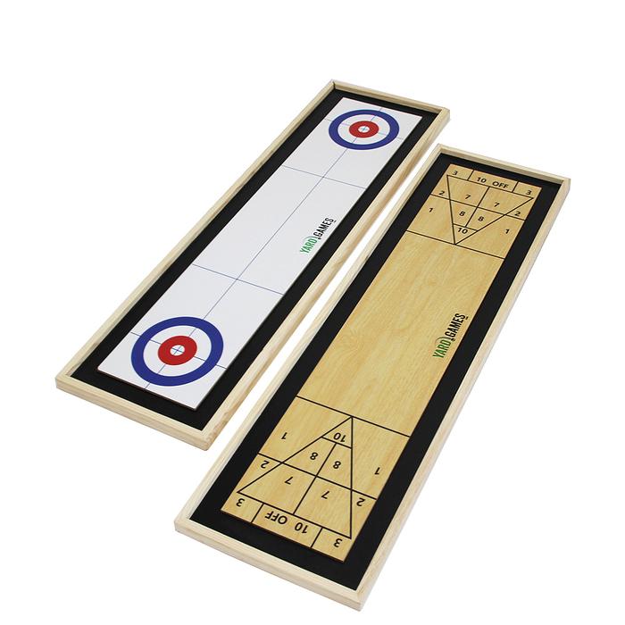 Curling and Shuffleboard (2 in 1 Table Top Game with 8 Rolling Discs)